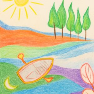 Disegno vascello barca colori Inchiostro di Seppia creatività